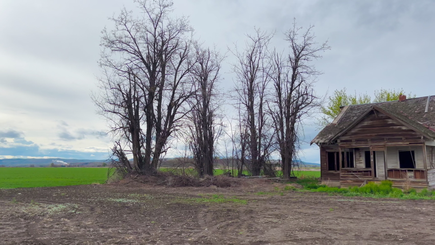 Creepy spooky abandoned decaying school house in rural Oregon