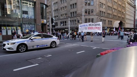 SYDNEY, NSW, AUSTRALIA. APRIL 24 2022. March for Justice - Armenian genocide, slow motion.
