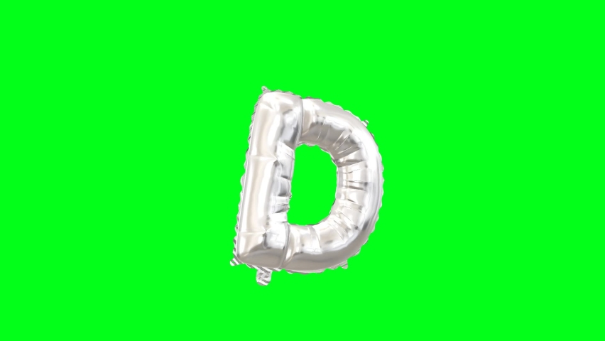 Silver Letter D. Helium Balloon with Green Background And Alpha Luma Matte Channel. Loop Animation. Royalty-Free Stock Footage #1091662791