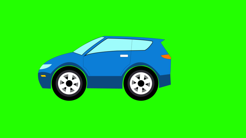 Blue Big size Car Green screen Animation. Remove Green color and Use your Project. 2d Cartoon Car Green screen Remove by Chroma Key.