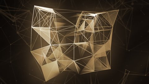 Dark background.Motion.A beautiful transparent geometric figure made in animation on the background and which shimmers with different shades in the shadows.