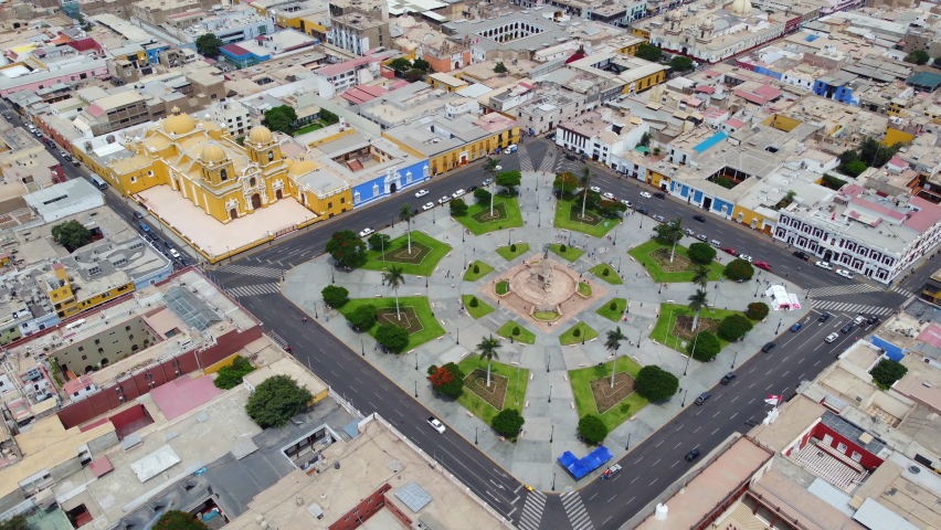 Plaza de Armas in the Historic Center of the city of Trujillo, Peru