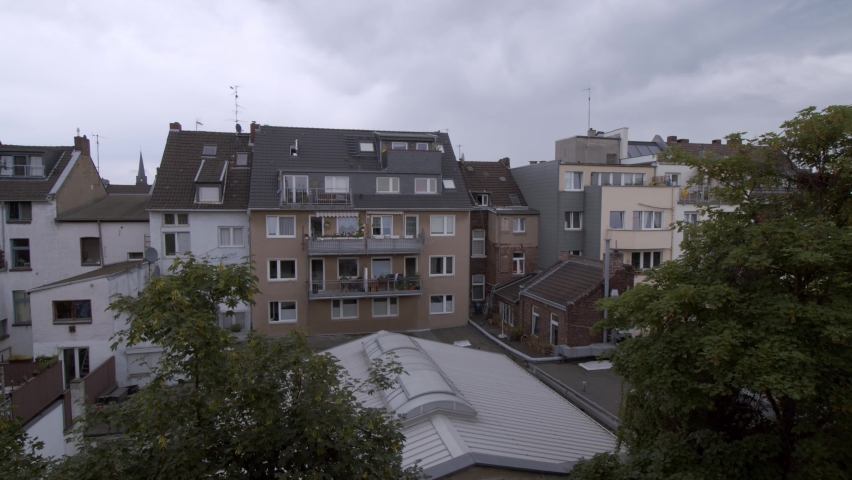 Wide Angle Typical houses of the 70s and 80s in Cologne, Germany 2019 in 4K