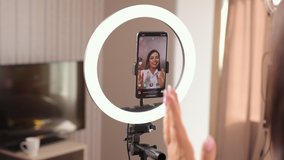 Influencer marketing, female makeup artist , beauty vlogger, blogger recording cosmetic makeup tutorial vlog smart phone, share on social media live streaming internet, close up young female blogger - Powered by Shutterstock - Get 15% off with code: PIKWIZARD15