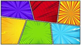 Animated looped background in pop art and comic style.