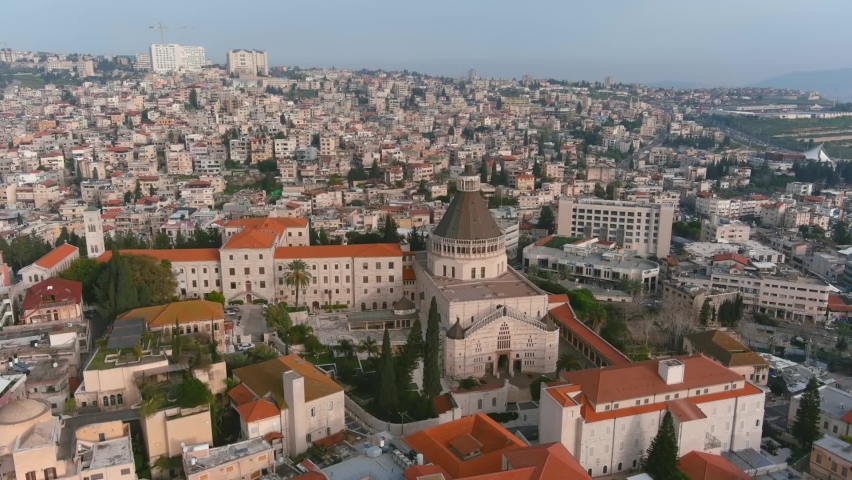 Drone view over Church of the Annunciation in Nazareth, israel
Drone view from basilica of the annunciation, Nazareth Galilee, israel, 2022,
 Royalty-Free Stock Footage #1091723673