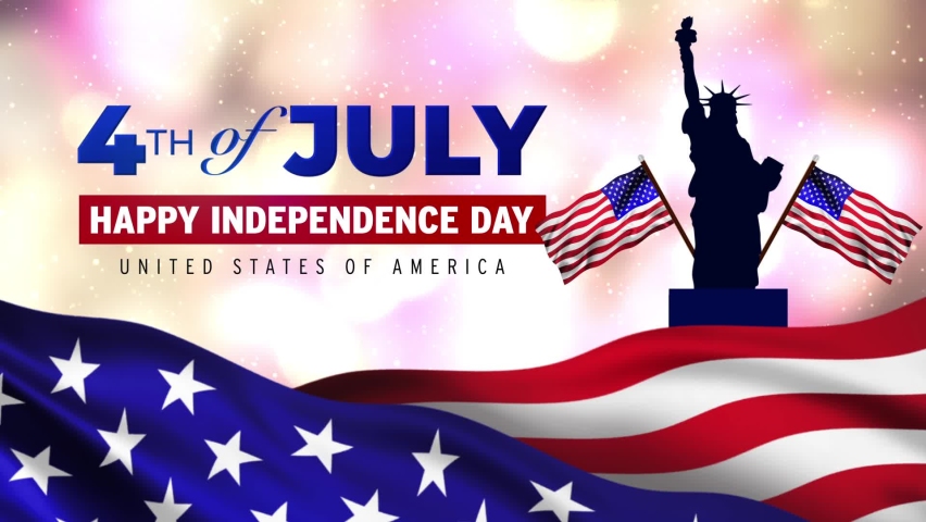 Ready to use Full HD Happy 4th of July Video with Fireworks, USA Flag, Confetti and Statue of LIberty. Royalty-Free Stock Footage #1091727419