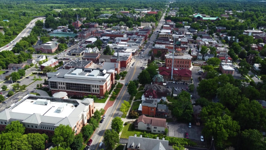 Delaware, Ohio, downtown, aerial drone