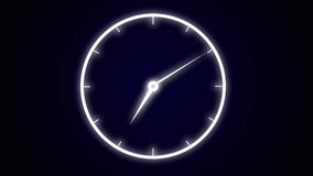 White color glow clock animated blue background motion video