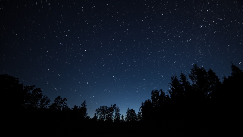 4k night time lapse with startrails over forest. | Shutterstock HD Video #1091771559