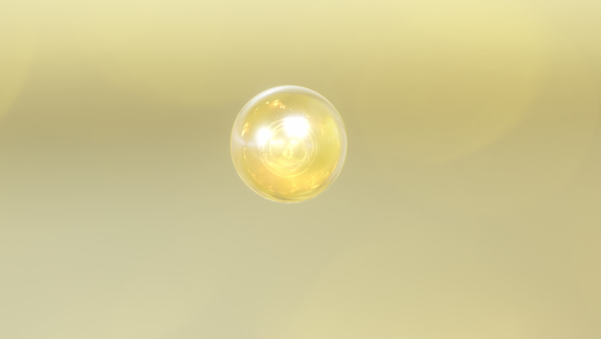 3D animation Macro Shots ingredients combine to create a serum. Cosmetics design serum essentials. Beautiful Macro shot of various Gold bubbles in the water. | Shutterstock HD Video #1091773309