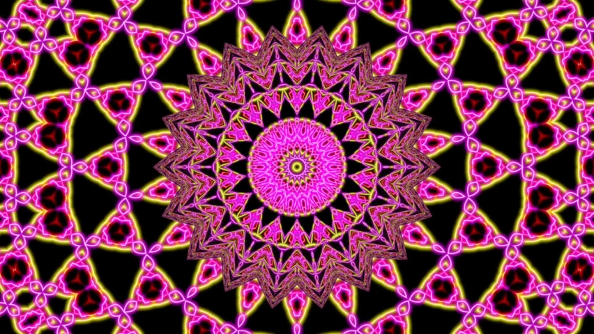 Kaleidoscope mandala pattern circle lower line neon mirror redering
 geometry background effect abstract texture muelti color spiral, circle