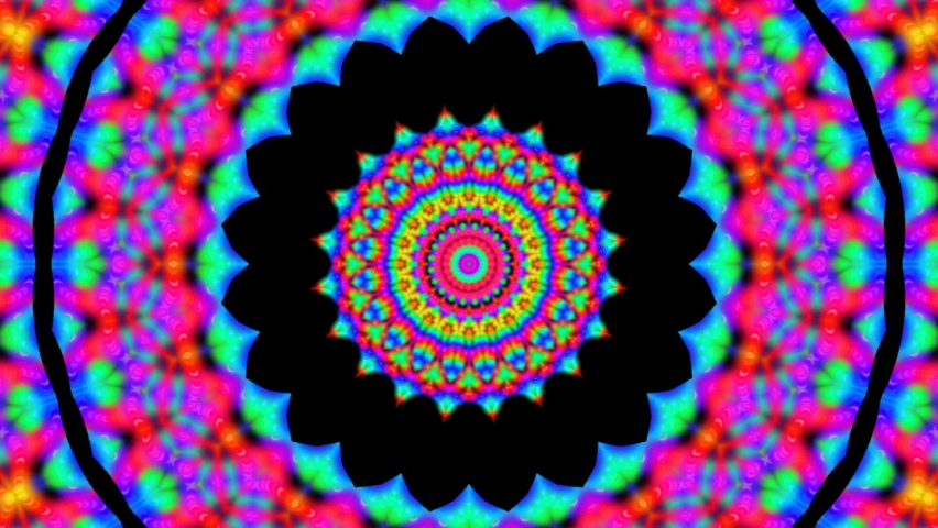 Kaleidoscope mandala pattern circle lower line neon mirror redering
 geometry background effect abstract texture muelti color spiral, circle