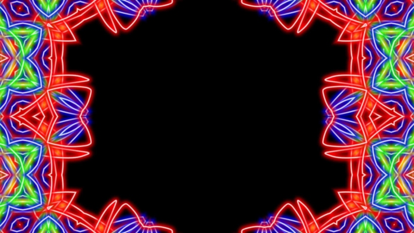 Kaleidoscope mandala pattern circle lower line neon mirror redering
 geometry background effect abstract texture muelti color spiral, circle