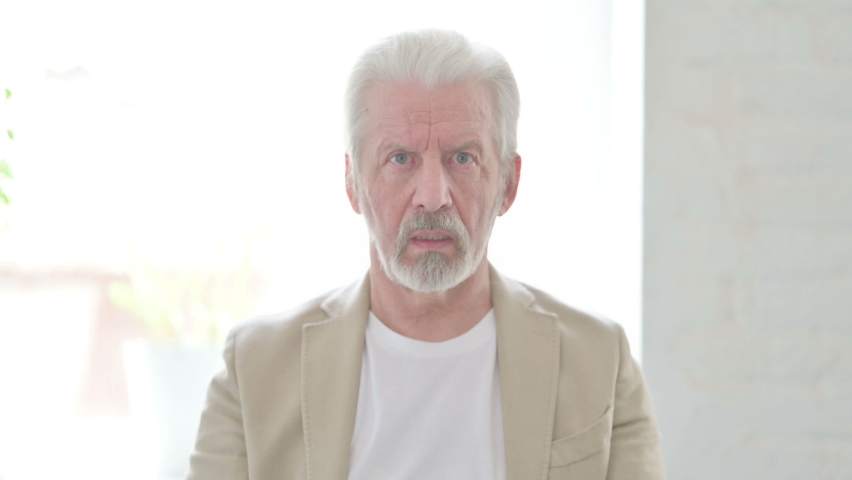 Portrait of Old Man Feeling Angry, Fighting