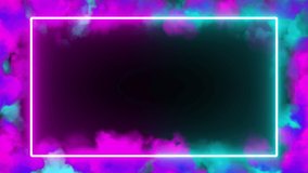 4K Animated Card Design. Creative Design for Holiday Card. Glowing Led Neon Colors Frame with Paint Brush Texture Motion Abstract. Celebration Card or Banner Template Colorful Paint Digital Animation.