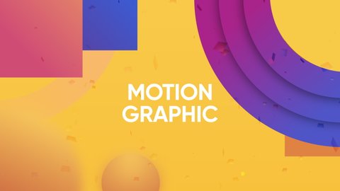 Background with moving geometric shapes to insert. Motion. Simple animation with motion graphic for video insertion. Intro with animation design
