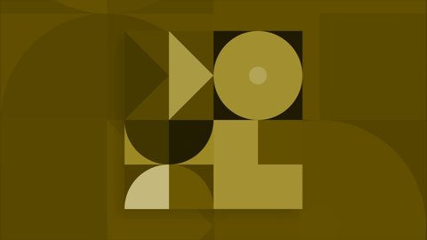 Moving geometric shapes in square. Motion. Collage with moving geometric shapes. Animation with moving figures in square in one color. Retro style geometric animation