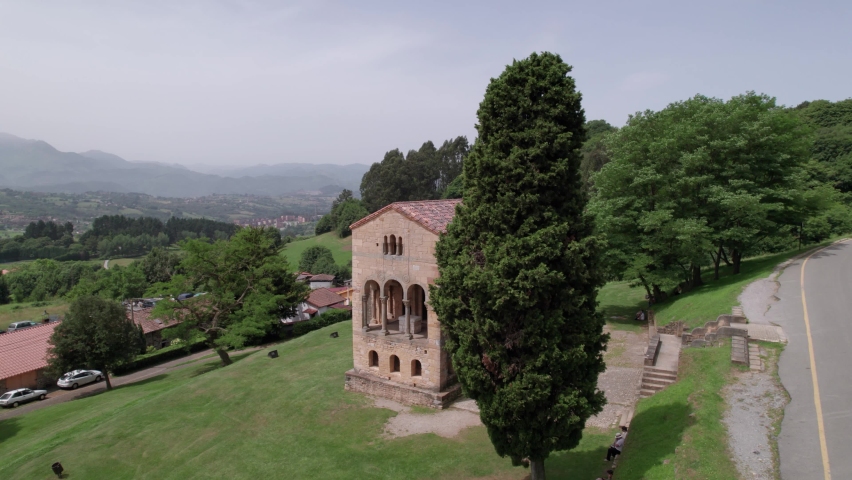 Incredible old pre romanesque Asturias Iberian kingdom church. Santa Maria del Naranco. Spanish tourism