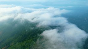 Aerial video of mountains and clouds