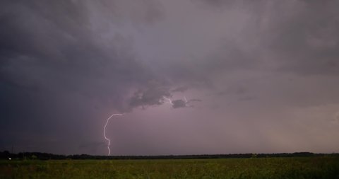 Slow motion lightning strike, thunderstorm concept