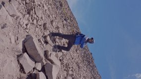 Man climbing a mountain in mexico