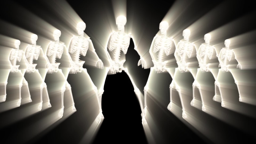 Light Dancing Skeletons 3D. 3D Skeletons Fanny Dance Animation. Skeleton 3D dance. | Shutterstock HD Video #1091825925