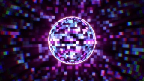 Shining Neon Light Disco Ball VJ Loop