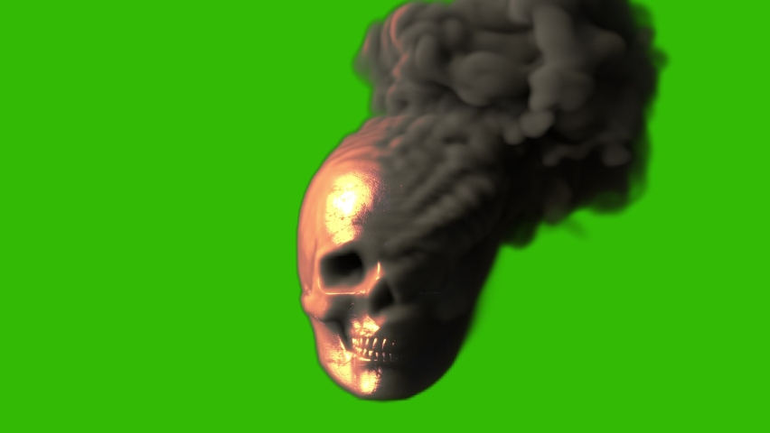 Burning and smoking man skull on chroma key screen, isolated | Shutterstock HD Video #1091832887