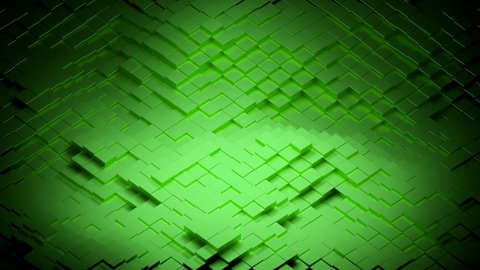 Abstract 3d green background with displacing cubic geometry. Design. Moving small cubic texture, seamless loop.