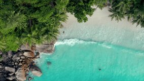 4k dream beach drone footage of Mahè Island in Seychelles  