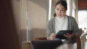 Future of workforce work hybrid anywhere workplace for Gen Z talent. Young adult asia people sit relax video call talk online telework or study MBA class at coffee shop cafes. Happy digital nomad job. - Powered by Shutterstock - Get 15% off with code: PIKWIZARD15