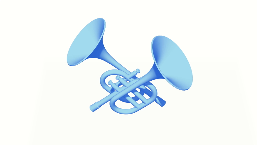 Trumpet pipe fife musical instrument spin on white background. 4K FullHD and HD render footage animation | Shutterstock HD Video #1091856027