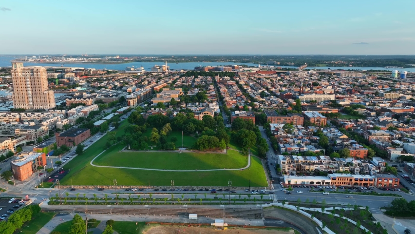 Federal Hill and South Baltimore Maryland. Residential neighborhood homes in urban city setting.