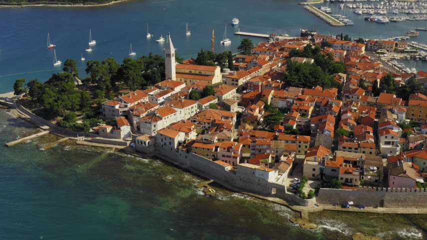 Aerial photo of Novigrad town in Istra, Croatia