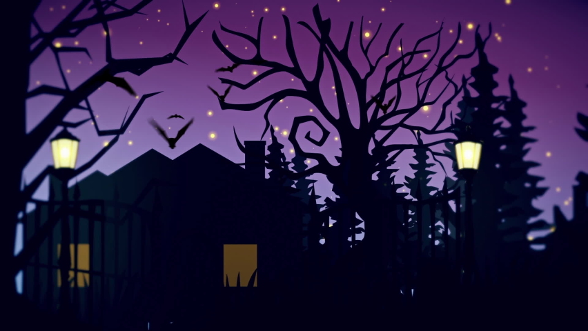 Halloween dark forest background in a 3D animation | Shutterstock HD Video #1091861329