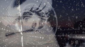 Animation of data processing over women eye on black background. Data processing, network and technology concept digitally generated video. - Powered by Shutterstock - Get 15% off with code: PIKWIZARD15