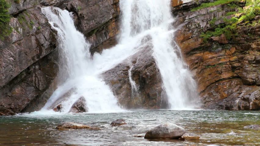 Waterton Lakes National Park, Canada, Cameron Falls, with high quality audio included