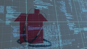 Dna structure spinning and data processing against stethoscope over a house icon on grey background. Medical research and science technology concept - Powered by Shutterstock - Get 15% off with code: PIKWIZARD15