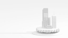 Building on White cog gear on white background. community drive concept and minimal style. Animation seamless loop, 3D Render. - Powered by Shutterstock - Get 15% off with code: PIKWIZARD15