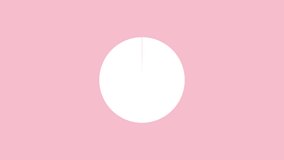 Simple 60 seconds Timer on a Pink Pastel Background, Animated Video. Minimalistic Animation of Circle on Pink Pastel Background, Sixty Seconds Countdown Motion Graphics for Video Channel, Live Stream