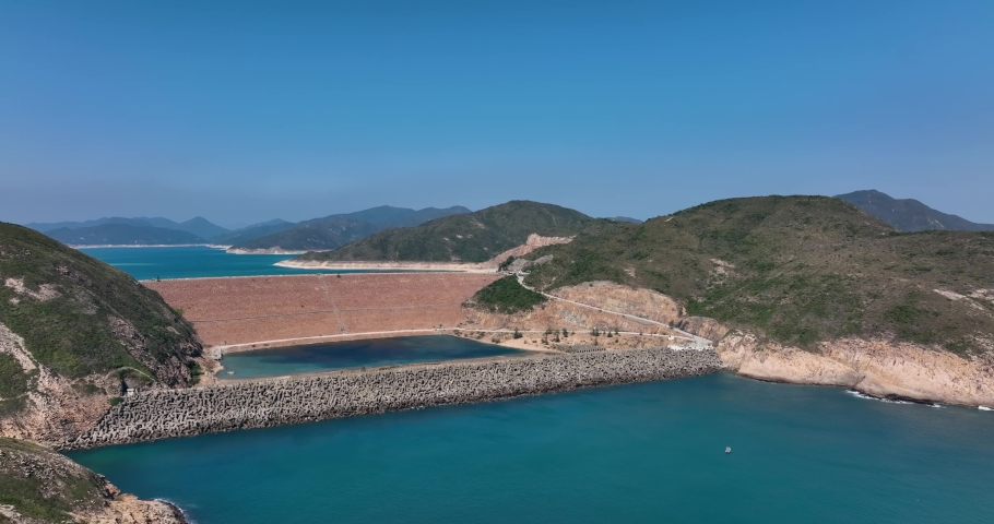 Drone fly over Hong Kong Sai kung high island reservoir | Shutterstock HD Video #1091894461