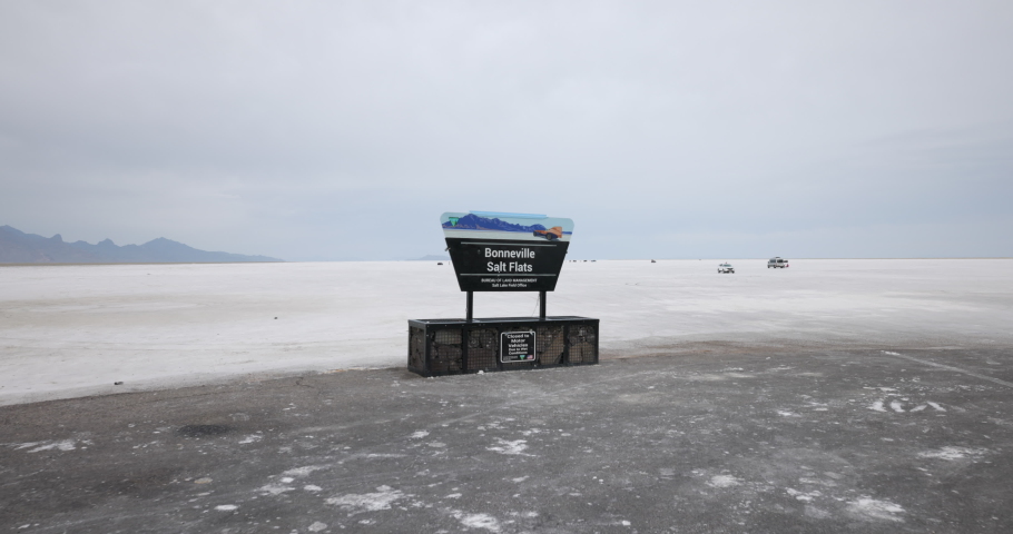 This is a video of the bonneville salt flats sign in utah. Shot on a Canon r5