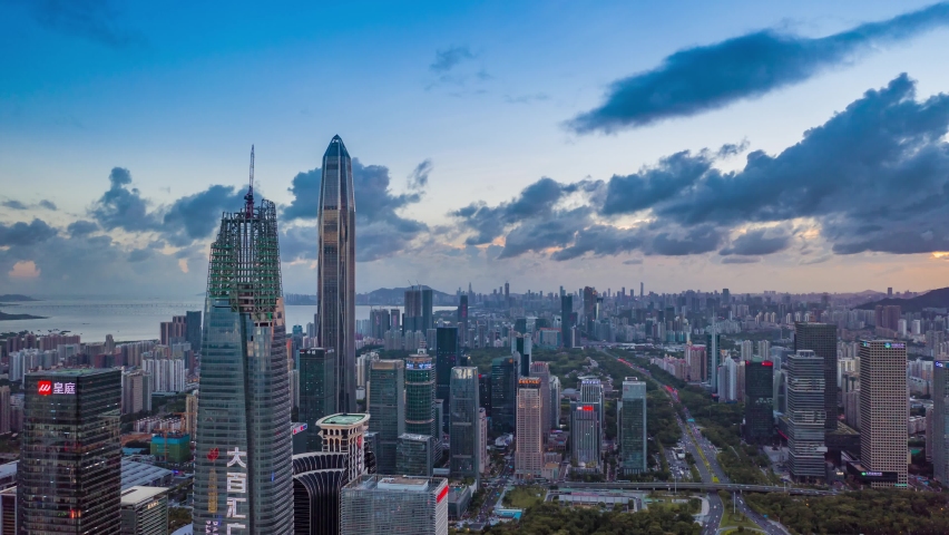 Aerial photography of Shenzhen, China “大百汇广场” means Great Parkway Plaza