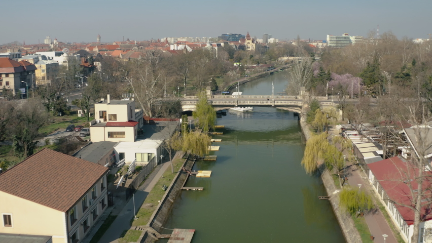 Aerial view of the historic center of Timisoara, where the Romanian revolution began in December 1989. CCA. 2020 - during the COVID-19 pandemic.