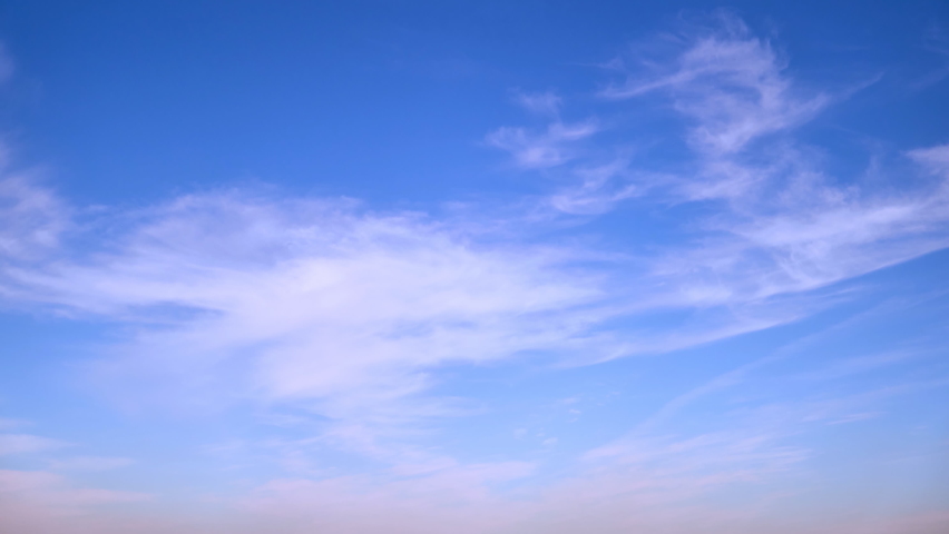 Blue sky with thin cirrus clouds timelapse, daytime landscape Royalty-Free Stock Footage #1091902397