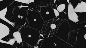 Black background. Design.A view of mirrors in animation that change position and large white 3d circles are visible in them. - Powered by Shutterstock - Get 15% off with code: PIKWIZARD15