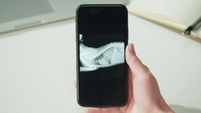 Doctor veterinarian examining horse skeleton roentgen on smartphone. Woman vet analyzing animal bones x-ray close-up. Healthcare and medicine concept.  - Powered by Shutterstock - Get 15% off with code: PIKWIZARD15