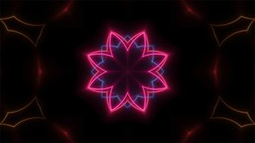 Seamless Looping Neon Light Kaleidoscope, Hypnotic Motion Background. Video Animation. Ultra HD 4K 3840x2160