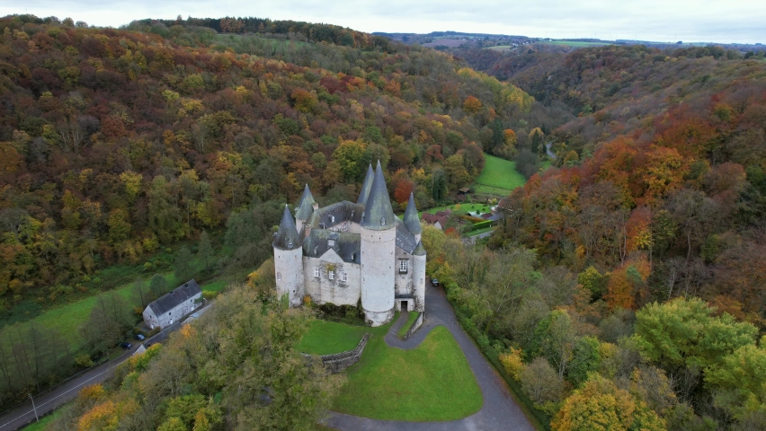 Bourscheid Castle is located near the village of Bourscheid in the north of Luxembourg. It is a medieval castle dating back to Roman times, and it has a circular wall with multiple watch towers.